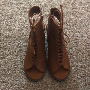 Cute brown ankle cutout boots